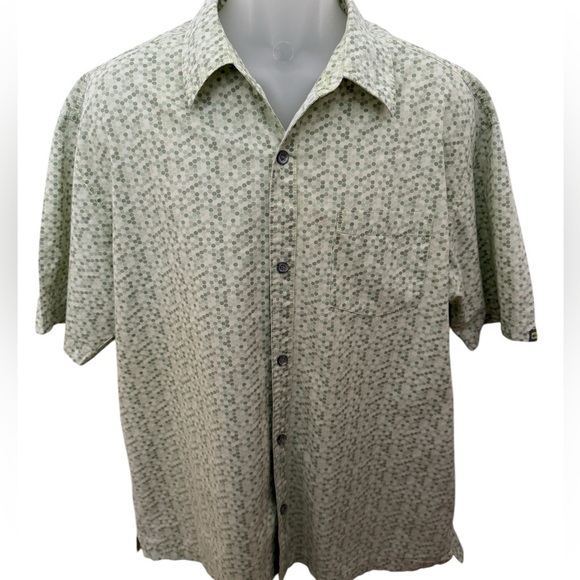 QUIKSILVER Surf Green Dots Shirt Sleeve Collared Shirt Men XL - Picture 1 of 6